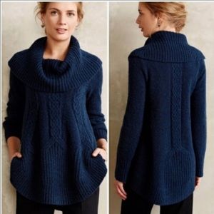 Angel of the North (Anthro) wool blend cowl neck sweater with button sides XS